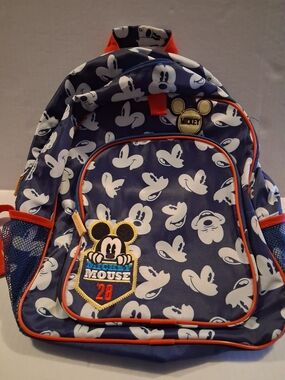 Disney Navy and White Mickey Backpack with Red Accents